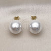 Gold Filled Ring — Stud Earring Ball Design with Ivory Pearl Polished — alternate product view — SKU 156655 | Oro Laminado anillo — Stud Earring Ball diseño with Ivory Pearl pulido — SKU 156655