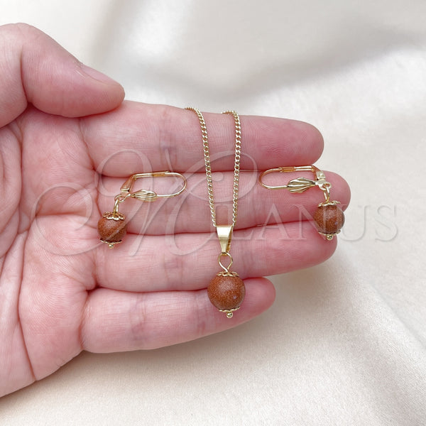 Gold Filled Ring — Earring and Pendant Adult Set Ball Design with — alternate product view — SKU 156694 | Oro Laminado anillo — Earring and Pendant Adult Set Ball diseño with — SKU 156694