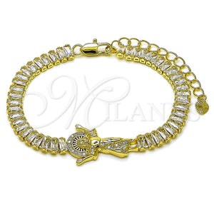 Gold Filled Bracelet — Fancy Bracelet Divino NiÃ±o and Baguette Design with — main product view — SKU 156699 | Oro Laminado brazalete — elegante Bracelet Divino NiÃ±o and Baguette diseño with — SKU 156699