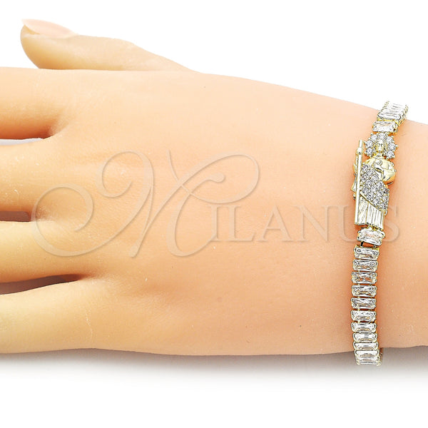 Gold Filled Bracelet — Fancy Bracelet San Judas and Baguette Design with — alternate product view — SKU 156702 | Oro Laminado brazalete — elegante Bracelet San Judas and Baguette diseño with — SKU 156702