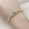 Oro Laminado Fancy Bracelet, Gold Filled Style Guadalupe and Baguette Design, with White Cubic Zirconia and Multicolor Micro Pave, Polished, Golden Finish, 03.411.0029.1.07 (06 MM Thickness, 7 Inches Length)