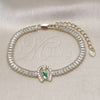 Oro Laminado Fancy Bracelet, Gold Filled Style San Judas and Baguette Design, with White Cubic Zirconia, Polished, Tricolor, 03.411.0031.1.07 (05 MM Thickness, 7 Inches Length)