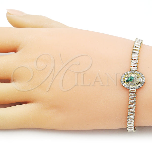 Gold Filled Bracelet — Fancy Bracelet San Judas and Baguette Design with — alternate product view — SKU 156711 | Oro Laminado brazalete — elegante Bracelet San Judas and Baguette diseño with — SKU 156711