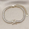 Oro Laminado Fancy Bracelet, Gold Filled Style Butterfly and Baguette Design, with White Cubic Zirconia, Polished, Golden Finish, 03.411.0034.07
