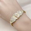 Oro Laminado Fancy Bracelet, Gold Filled Style San Benito and Bismark Design, with White Cubic Zirconia, Polished, Tricolor, 03.411.0038.1.08 (07 MM Thickness, 8 Inches Length)