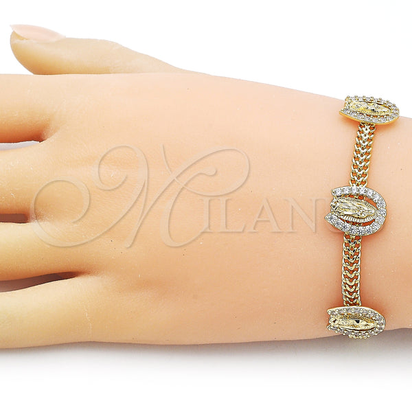Gold Filled Bracelet — Fancy Bracelet Guadalupe and Bismark Design with White — alternate product view — SKU 156728 | Oro Laminado brazalete — elegante Bracelet Guadalupe and Bismark diseño with blanco — SKU 156728