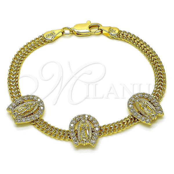 Gold Filled Bracelet — Fancy Bracelet Guadalupe and Bismark Design with White — main product view — SKU 156728 | Oro Laminado brazalete — elegante Bracelet Guadalupe and Bismark diseño with blanco — SKU 156728