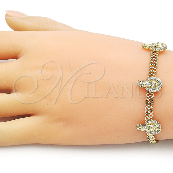 Gold Filled Bracelet — Fancy Bracelet Guadalupe and Bismark Design with White — alternate product view — SKU 156730 | Oro Laminado brazalete — elegante Bracelet Guadalupe and Bismark diseño with blanco — SKU 156730