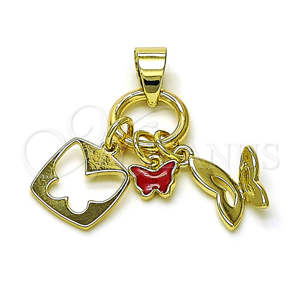 Gold Filled Pendant — Fancy Pendant Butterfly Design Red Enamel 05. — main product view — SKU 156735 | Oro Laminado dije — elegante Pendant Butterfly diseño Red Enamel 05. — SKU 156735