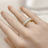 Oro Laminado Multi Stone Ring, Gold Filled Style Baguette Design, with White Cubic Zirconia, Polished, Golden Finish, 01.102.0009.2 (One size fits all)