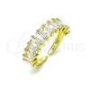 Oro Laminado Multi Stone Ring, Gold Filled Style Baguette Design, with White Cubic Zirconia, Polished, Golden Finish, 01.102.0009.2 (One size fits all)