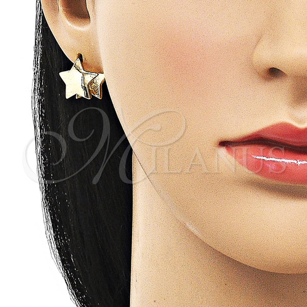 Gold Filled Hoop Earrings — Huggie Hoop Star Design Polished 02. — alternate product view — SKU 156746 | Oro Laminado aretes de aro — Huggie Hoop estrella diseño pulido 02. — SKU 156746