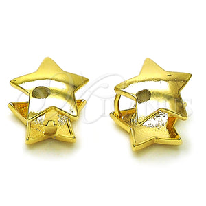 Gold Filled Hoop Earrings — Huggie Hoop Star Design Polished 02. — main product view — SKU 156746 | Oro Laminado aretes de aro — Huggie Hoop estrella diseño pulido 02. — SKU 156746