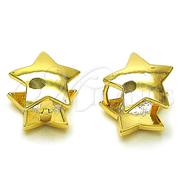 Gold Filled Hoop Earrings — Huggie Hoop Star Design Polished 02. — main product view — SKU 156746 | Oro Laminado aretes de aro — Huggie Hoop estrella diseño pulido 02. — SKU 156746
