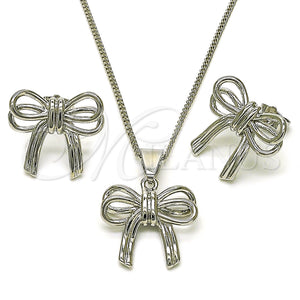 White Gold Filled Ring — Earring and Pendant Adult Set Bow Design Polished — main product view — SKU 156748 | Oro Laminado Blanco anillo — Earring and Pendant Adult Set Bow diseño pulido — SKU 156748