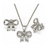 White Gold Filled Earring and Pendant Adult Set, Bow Design, Polished, Rhodium Finish, 10.163.0038.1