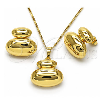 Oro Laminado Earring and Pendant Adult Set, Gold Filled Style Polished, Golden Finish, 10.163.0028.1