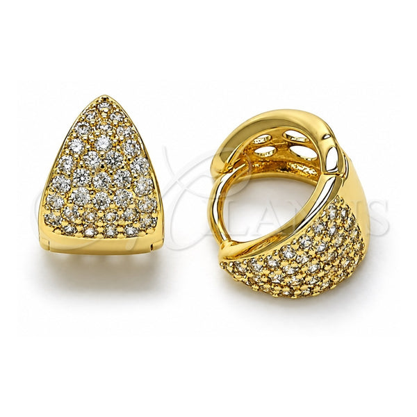 Oro Laminado Huggie Hoop, Gold Filled Style with White Cubic Zirconia, Polished, Golden Finish, 02.195.0165.15