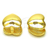 Oro Laminado Huggie Hoop, Gold Filled Style Heart Design, Polished, Golden Finish, 02.195.0292.12