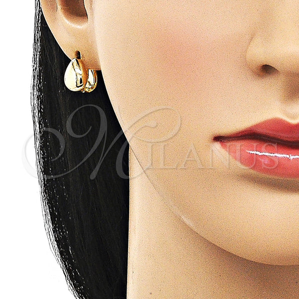 Gold Filled Hoop Earrings — Huggie Hoop Teardrop Design Polished 02. — alternate product view — SKU 156761 | Oro Laminado aretes de aro — Huggie Hoop Teardrop diseño pulido 02. — SKU 156761