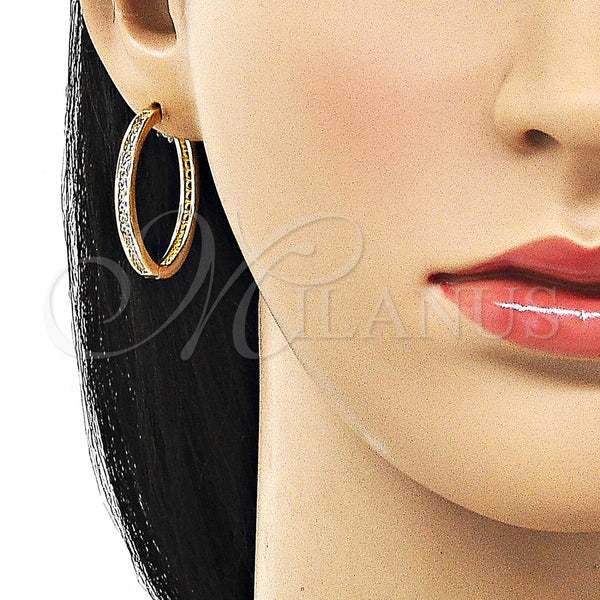 Gold Filled Hoop Earrings — Huggie Hoop with White Cubic Zirconia Polished 02. — alternate product view — SKU 156764 | Oro Laminado aretes de aro — Huggie Hoop with blanco Cubic Zirconia pulido 02. — SKU 156764