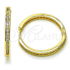 Gold Filled Hoop Earrings — Huggie Hoop with White Cubic Zirconia Polished 02. — main product view — SKU 156764 | Oro Laminado aretes de aro — Huggie Hoop with blanco Cubic Zirconia pulido 02. — SKU 156764