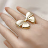 Oro Laminado Elegant Ring, Gold Filled Style Bow Design, Polished, Golden Finish, 01.60.0021 (One size fits all)