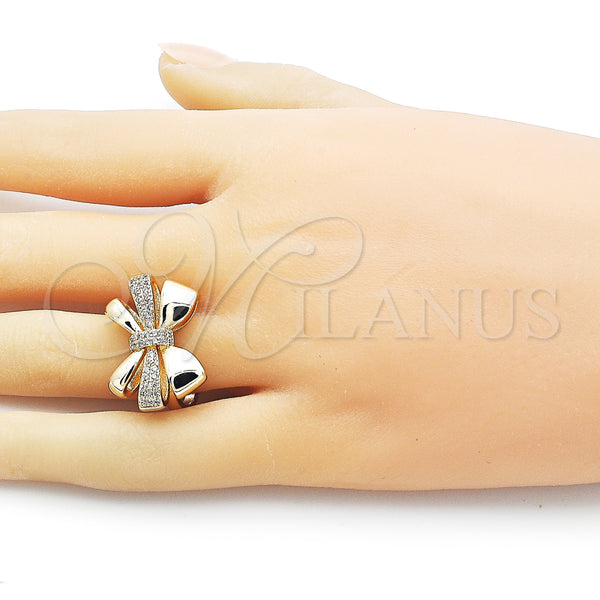 Gold Filled Ring — Multi Stone Ring Bow Design with White Cubic — alternate product view — SKU 156767 | Oro Laminado anillo — Multi Stone Ring Bow diseño with blanco Cubic — SKU 156767