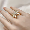 Oro Laminado Multi Stone Ring, Gold Filled Style Bow Design, with White Cubic Zirconia, Polished, Golden Finish, 01.60.0022 (One size fits all)
