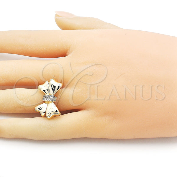 Gold Filled Ring — Multi Stone Ring Bow Design with White Cubic — alternate product view — SKU 156768 | Oro Laminado anillo — Multi Stone Ring Bow diseño with blanco Cubic — SKU 156768
