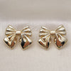 Oro Laminado Stud Earring, Gold Filled Style Bow Design, Polished, Golden Finish, 02.60.0158