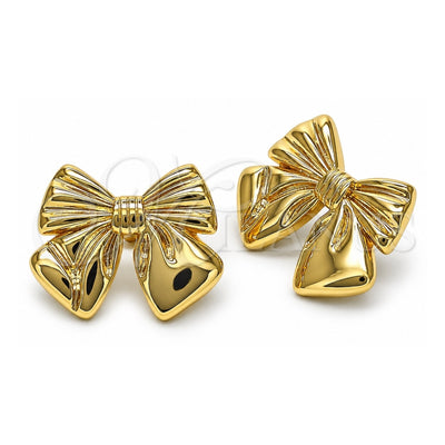 Oro Laminado Stud Earring, Gold Filled Style Bow Design, Polished, Golden Finish, 02.60.0158