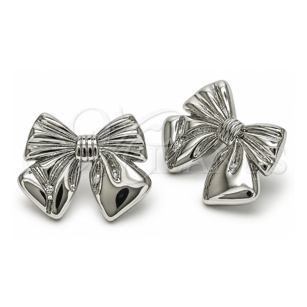 White Gold Filled Stud Earring, Bow Design, Polished, Rhodium Finish, 02.60.0158.1