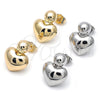Oro Laminado Stud Earring, Gold Filled Style Heart and Ball Design, Polished, Golden Finish, 02.60.0159
