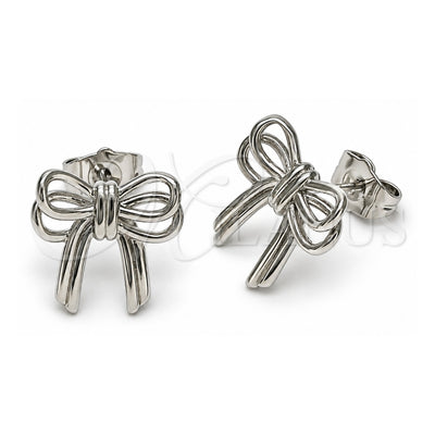 White Gold Filled Stud Earring, Bow Design, Polished, Rhodium Finish, 02.60.0162.1