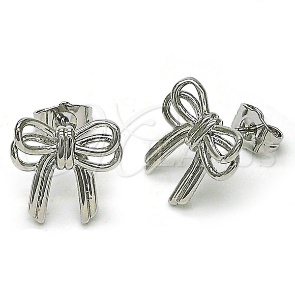Rhodium Gold-Filled Bow Earrings 02.60.0162.1 — main product image — SKU 156778 | Aretes de Oro Laminado con Rodio 02.60.0162.1 — imagen principal del producto — SKU 156778