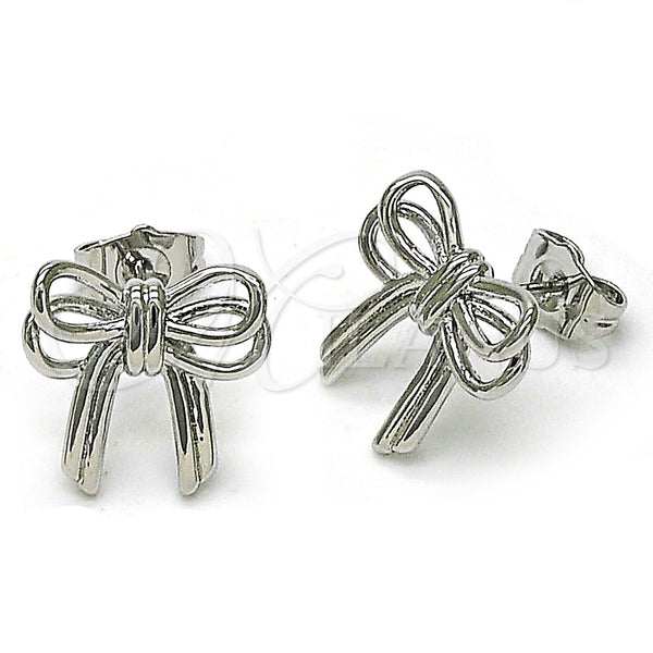 Rhodium Gold Filled Stud Earring, Bow Design, Polished, Rhodium Finish, 02.60.0162.1