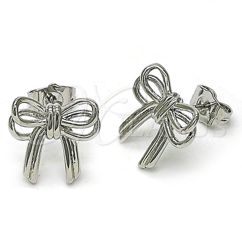 Rhodium Gold Filled Stud Earring, Bow Design, Polished, Rhodium Finish, 02.60.0162.1