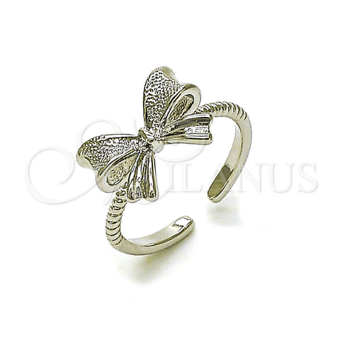 Rhodium Plated Elegant Ring, Bow Design, Matte Finish, Rhodium Finish, 01.60.0024.1 (One size fits all)
