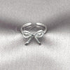Rhodium Plated Elegant Ring, Bow Design, Diamond Cutting Finish, Rhodium Finish, 01.60.0025.1 (One size fits all)
