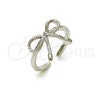Rhodium Plated Elegant Ring, Bow Design, Diamond Cutting Finish, Rhodium Finish, 01.60.0025.1 (One size fits all)