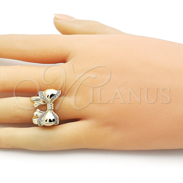Gold Filled Ring — Multi Stone Ring Bow Design with White Cubic — alternate product view — SKU 156783 | Oro Laminado anillo — Multi Stone Ring Bow diseño with blanco Cubic — SKU 156783