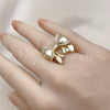 Oro Laminado Multi Stone Ring, Gold Filled Style Bow Design, with White Cubic Zirconia, Polished, Golden Finish, 01.60.0026 (One size fits all)