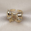 Oro Laminado Multi Stone Ring, Gold Filled Style Bow Design, with White Cubic Zirconia, Polished, Golden Finish, 01.60.0026 (One size fits all)