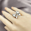 Rhodium Plated Multi Stone Ring, Bow Design, with White Cubic Zirconia, Polished, Rhodium Finish, 01.60.0026.1