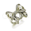 Rhodium Plated Multi Stone Ring, Bow Design, with White Cubic Zirconia, Polished, Rhodium Finish, 01.60.0026.1