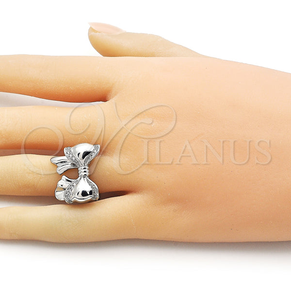 White Gold Filled Ring — Multi Stone Ring Bow Design with White Cubic — alternate product view — SKU 156784 | Oro Laminado Blanco anillo — Multi Stone Ring Bow diseño with blanco Cubic — SKU 156784