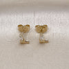 Oro Laminado Stud Earring, Gold Filled Style Shoes and Baguette Design, Polished, Golden Finish, 02.60.0163
