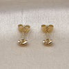 Oro Laminado Stud Earring, Gold Filled Style Hat Design, with White Cubic Zirconia, Polished, Golden Finish, 02.60.0165