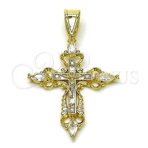 Gold Filled Pendant — Religious Pendant Cross and Crucifix Design with White — main product view — SKU 156790 | Oro Laminado dije — Religious Pendant cruz and Crucifix diseño with blanco — SKU 156790